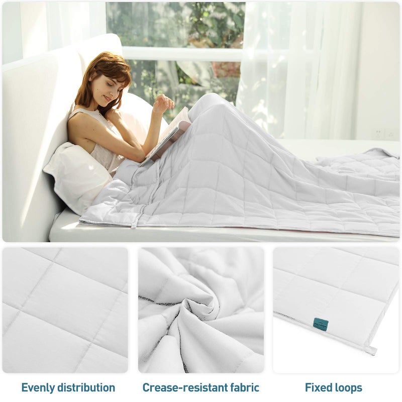 Weighted Idea Weighted Blankets for Adults (White,60"x80",20lbs) Breathable Cooling Blanket Queen Size with Premium Glass Beads Heavy Soft Throw Blanket for All-Season - Image 3